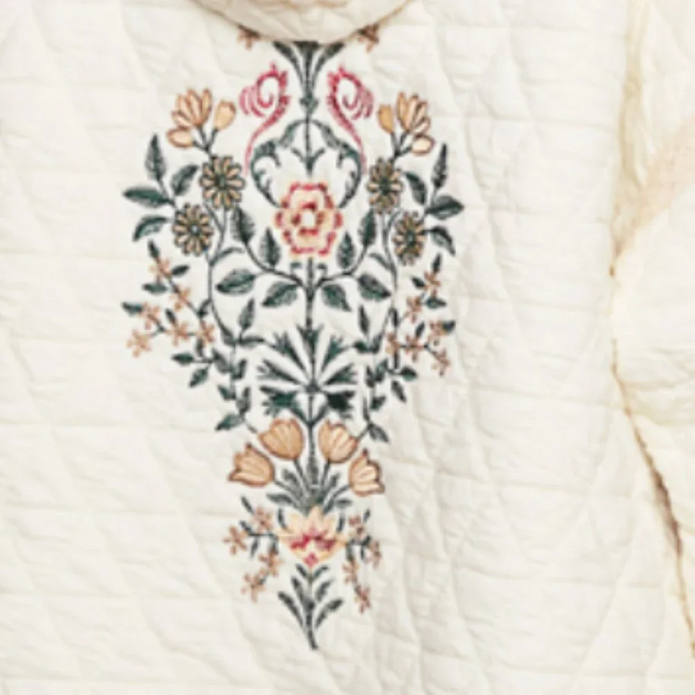 125. Long Sleeve Jacket top in quilting with embroidery point crochet pockets - Picture 6 of 6